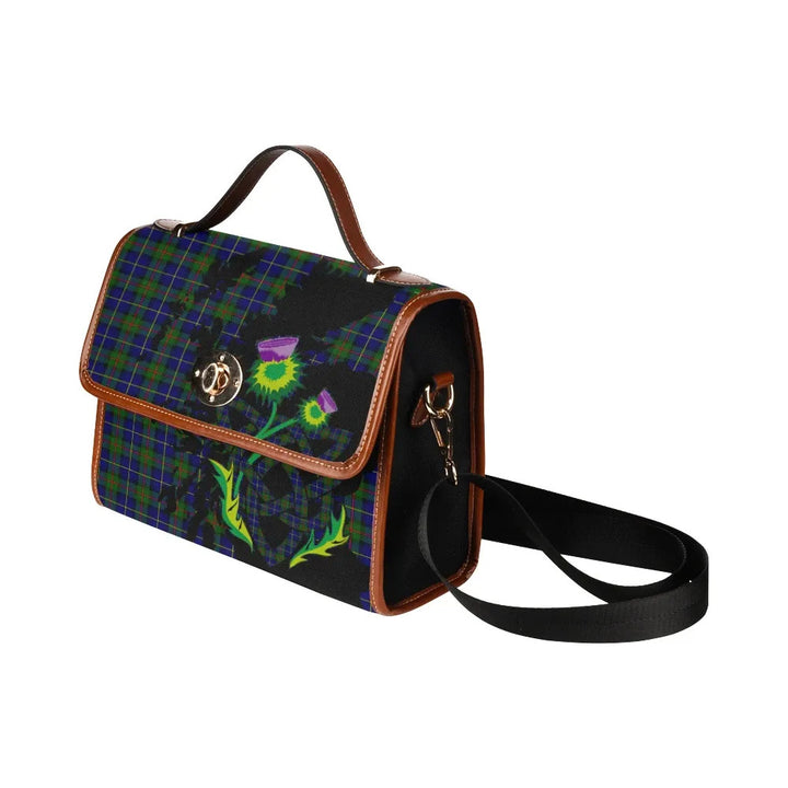 Scottish MacLeod of Harris Modern Clan Tartan Waterproof Canvas Bag With Thistle Tartan Plaid 4