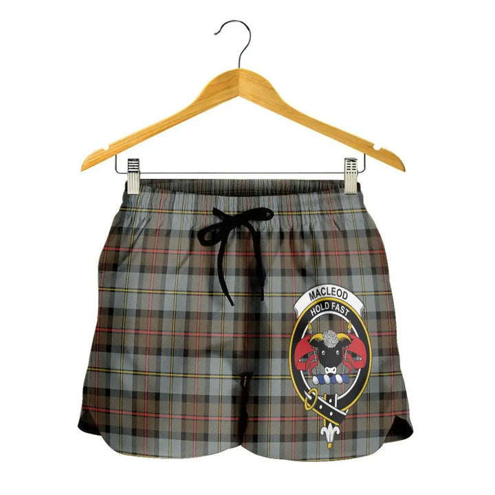 Scottish MacLeod of Harris Weathered Clan Crest Tartan Women Shorts