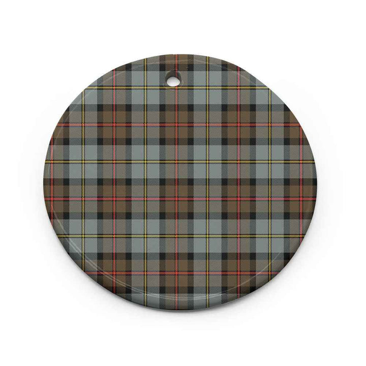 Scottish MacLeod of Harris Weathered Clan Tartan Ceramic Ornament Circle Shape Tartan Plaid