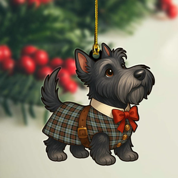 Scottish MacLeod of Harris Weathered Clan Tartan Ornament Scottie Dog Tartan Plaid