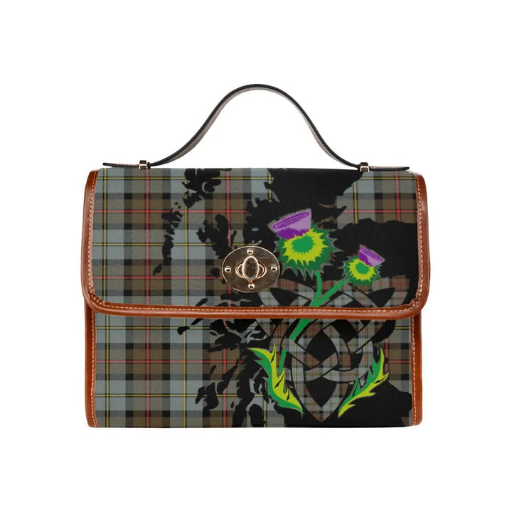 Scottish MacLeod of Harris Weathered Clan Tartan Waterproof Canvas Bag With Thistle Tartan Plaid 1