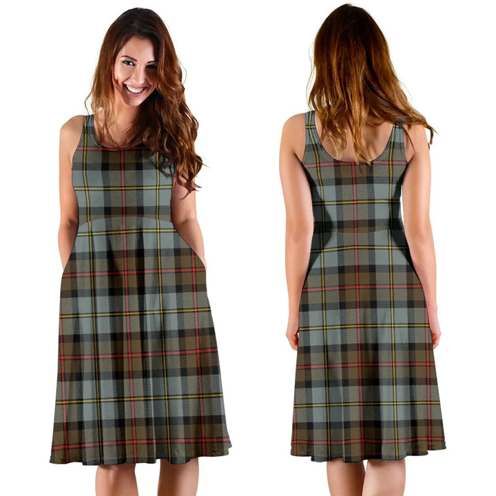 Scottish MacLeod of Harris Weathered Clan Tartan Women Midi Dress