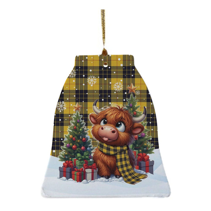 Scottish MacLeod of Lewis Ancient Clan Tartan Ceramic Ornament Cute Highland Cow Christmas Bell Style Tartan Plaid