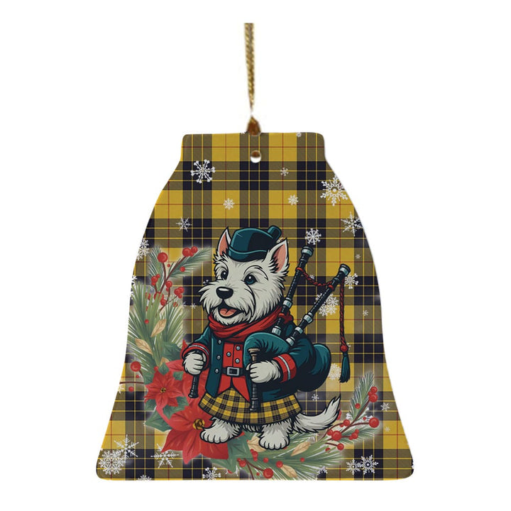 Scottish MacLeod of Lewis Ancient Clan Tartan Ceramic Ornament Cute Scottish Terrier Dog Bell Style Tartan Plaid