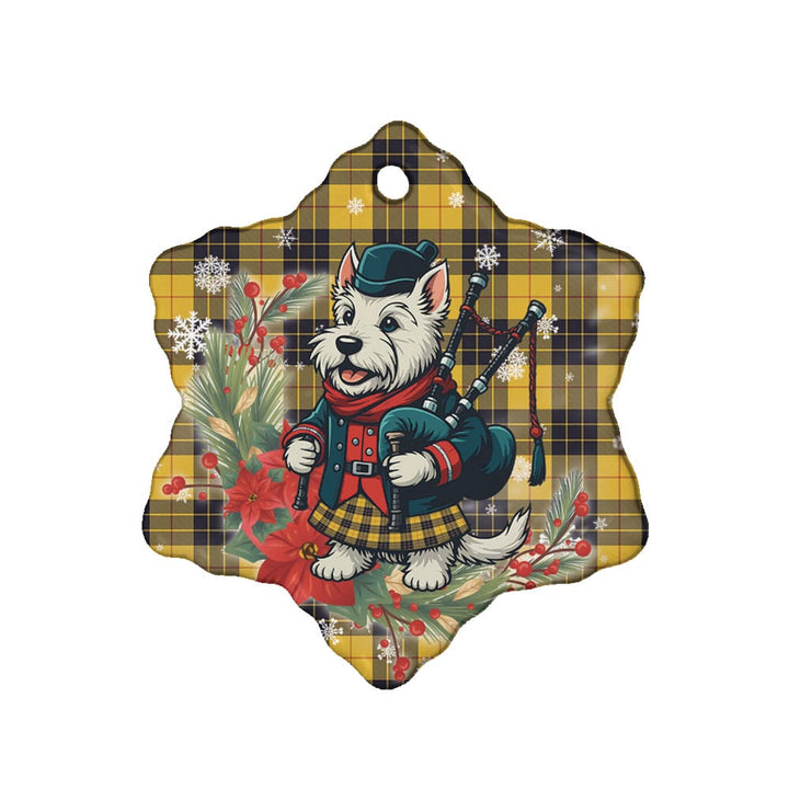 Scottish MacLeod of Lewis Ancient Clan Tartan Ceramic Ornament Cute Scottish Terrier Dog Snow Flake Style Tartan Plaid