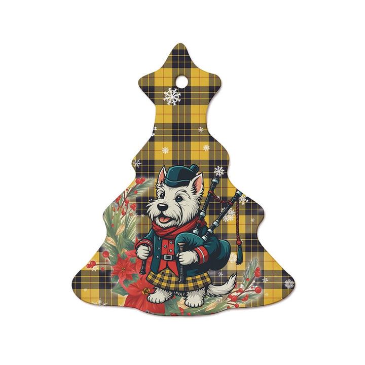 Scottish MacLeod of Lewis Ancient Clan Tartan Ceramic Ornament Cute Scottish Terrier Dog Tree Style Tartan Plaid