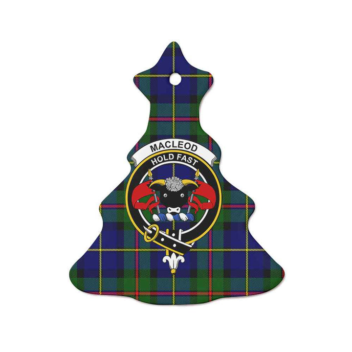 Scottish MacLeod of Lewis Clan Crest Tartan Ceramic Ornament Tree Shape Tartan Plaid