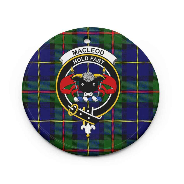 Scottish MacLeod of Lewis Clan Crest Tartan Ceramic Ornament Circle Shape Tartan Plaid