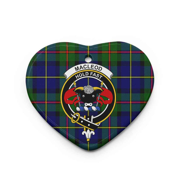 Scottish MacLeod of Lewis Clan Crest Tartan Ceramic Ornament Heart Shape Tartan Plaid