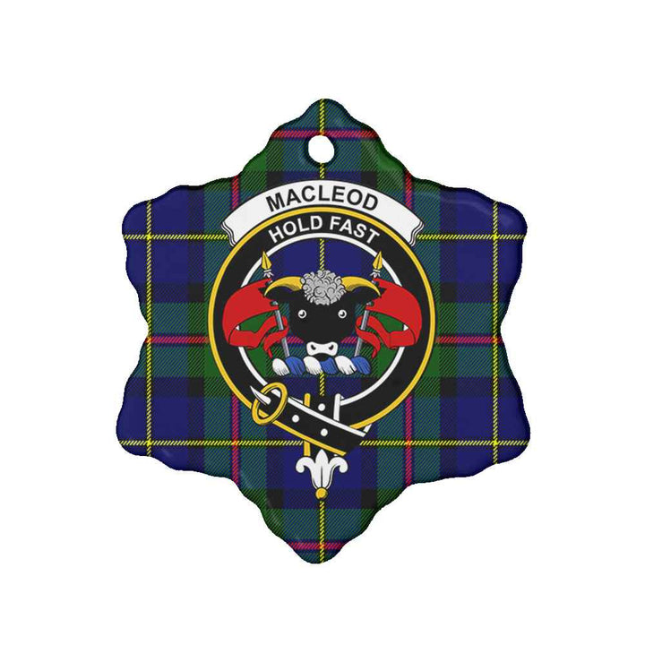 Scottish MacLeod of Lewis Clan Crest Tartan Ceramic Ornament Snow Flake Shape Tartan Plaid