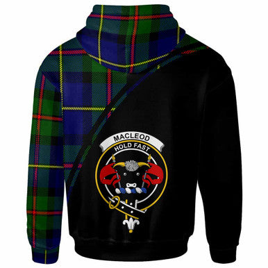 Scottish MacLeod of Lewis Clan Crest Tartan Curve Hoodie Back Side Tartan Plaid