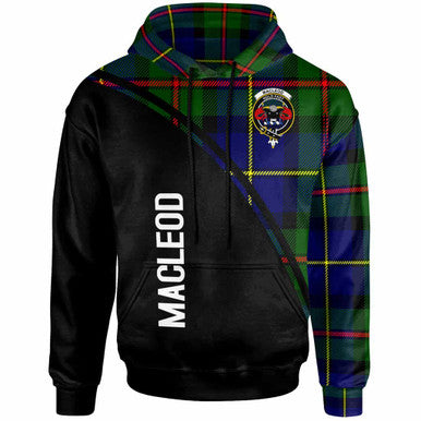 Scottish MacLeod of Lewis Clan Crest Tartan Curve Hoodie Front Side Tartan Plaid