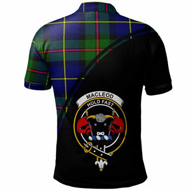 Scottish MacLeod of Lewis Clan Crest Tartan Curve Polo Shirt Back Side Tartan Plaid