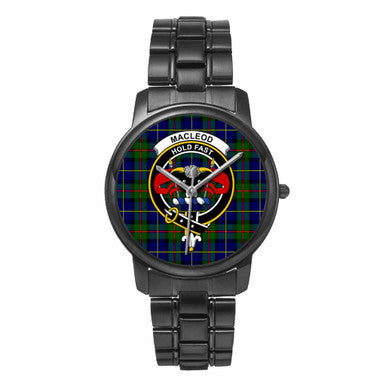 Scottish MacLeod of Lewis Clan Crest Tartan Folding Clasp Steel Quartz Watches Tartan Plaid Black 1