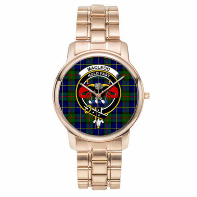 Scottish MacLeod of Lewis Clan Crest Tartan Folding Clasp Steel Quartz Watches Tartan Plaid Rose Gold 1