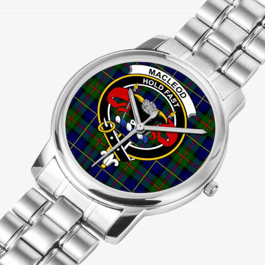Scottish MacLeod of Lewis Clan Crest Tartan Folding Clasp Steel Quartz Watches Tartan Plaid Silver 2