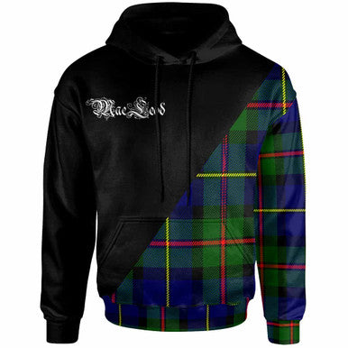 Scottish MacLeod of Lewis Clan Crest Tartan Hoodie - Military Logo Front Side Tartan Plaid