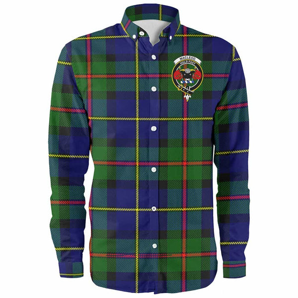 Scottish MacLeod of Lewis Clan Crest Tartan Long Sleeve Shirt Front Side Tartan Plaid