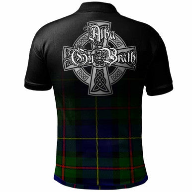 Scottish MacLeod of Lewis Clan Crest Tartan Polo Shirt - Alba Gu Brath Family Crest Celtic Inspired Back Side Tartan Plaid