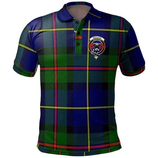 Scottish MacLeod of Lewis Clan Crest Tartan Polo Shirt Front Side Tartan Plaid