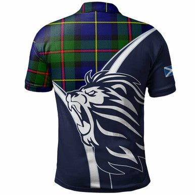 Scottish MacLeod of Lewis Clan Crest Tartan Polo Shirt - Scottish Flag With Lion Back Side Tartan Plaid