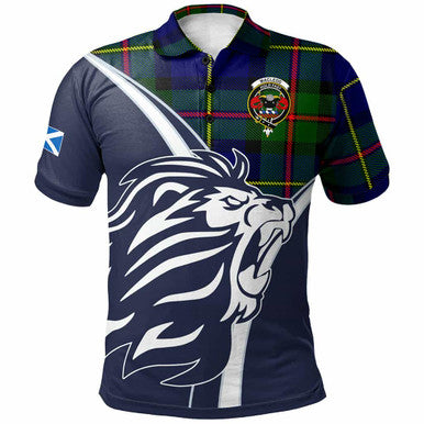 Scottish MacLeod of Lewis Clan Crest Tartan Polo Shirt - Scottish Flag With Lion Front Side Tartan Plaid