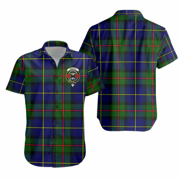 Scottish MacLeod of Lewis Clan Crest Tartan Short Sleeve Shirt Tartan Plaid