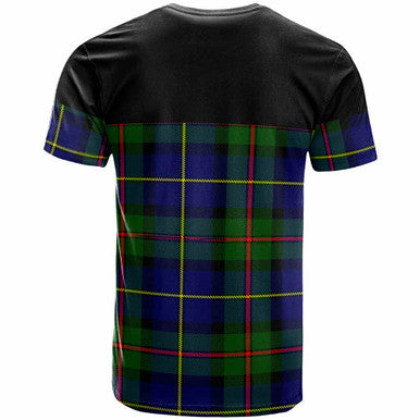 Scottish MacLeod of Lewis Clan Crest Tartan T-Shirt - Horizontal Style Back Side Tartan Plaid