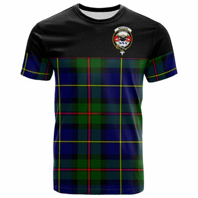 Scottish MacLeod of Lewis Clan Crest Tartan T-Shirt - Horizontal Style Front Side Tartan Plaid