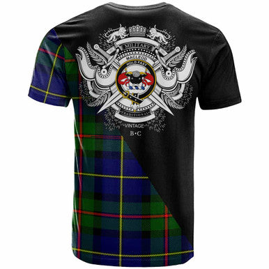 Scottish MacLeod of Lewis Clan Crest Tartan T-Shirt - Military Logo Back Side Tartan Plaid