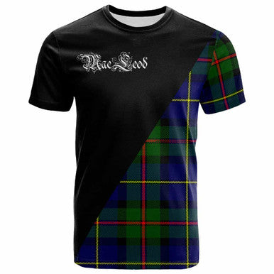 Scottish MacLeod of Lewis Clan Crest Tartan T-Shirt - Military Logo Front Side Tartan Plaid