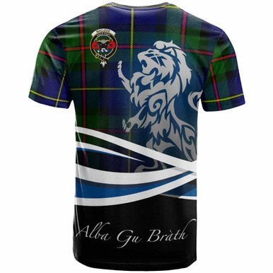 Scottish MacLeod of Lewis Clan Crest Tartan T-Shirt - Scotland Lion Back Side Tartan Plaid