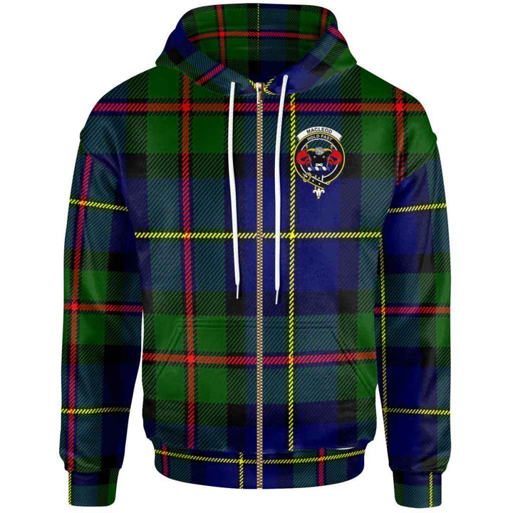 Scottish MacLeod of Lewis Clan Crest Tartan Hoodie Zip Tartan Plaid