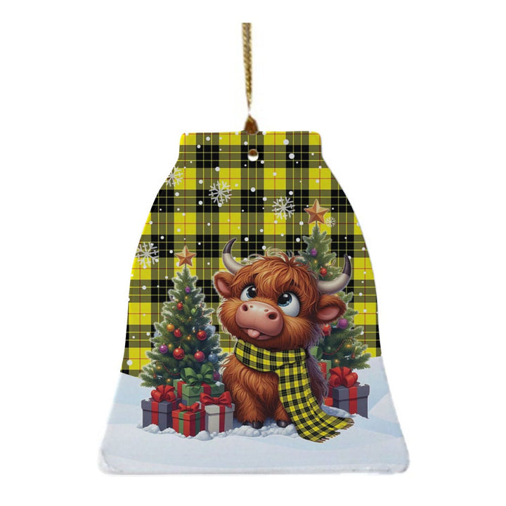 Scottish MacLeod of Lewis Modern Clan Tartan Ceramic Ornament Cute Highland Cow Christmas Bell Style Tartan Plaid