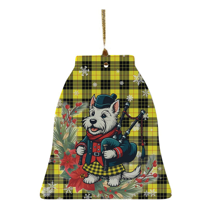 Scottish MacLeod of Lewis Modern Clan Tartan Ceramic Ornament Cute Scottish Terrier Dog Bell Style Tartan Plaid