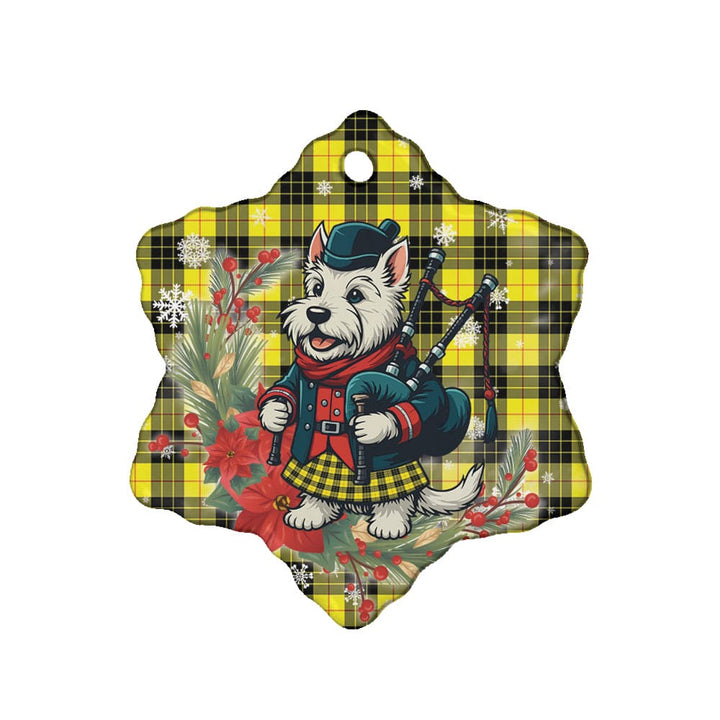 Scottish MacLeod of Lewis Modern Clan Tartan Ceramic Ornament Cute Scottish Terrier Dog Snow Flake Style Tartan Plaid