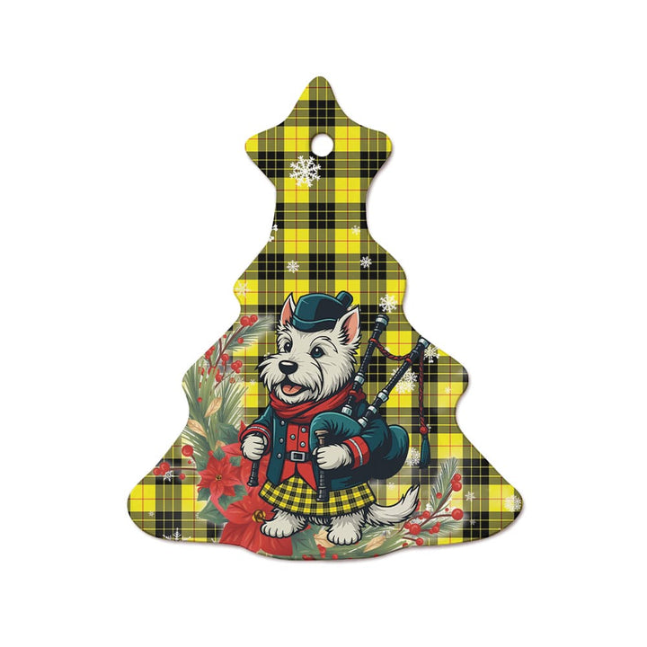 Scottish MacLeod of Lewis Modern Clan Tartan Ceramic Ornament Cute Scottish Terrier Dog Tree Style Tartan Plaid