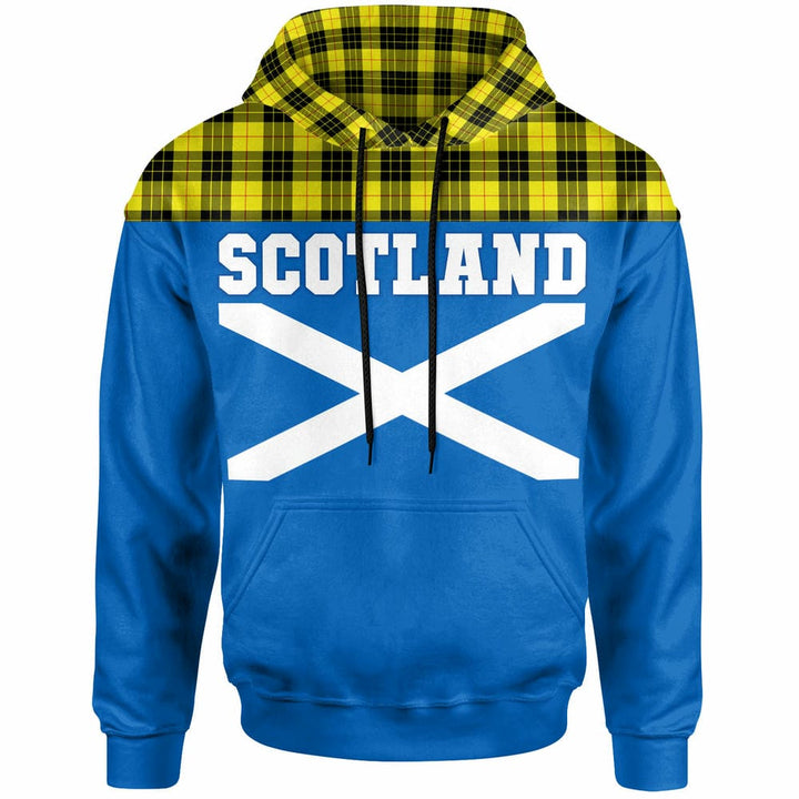 Scottish MacLeod of Lewis Modern Clan Tartan Hoodie - Lion Rampant of Scotland With Flag Front Side Tartan Plaid