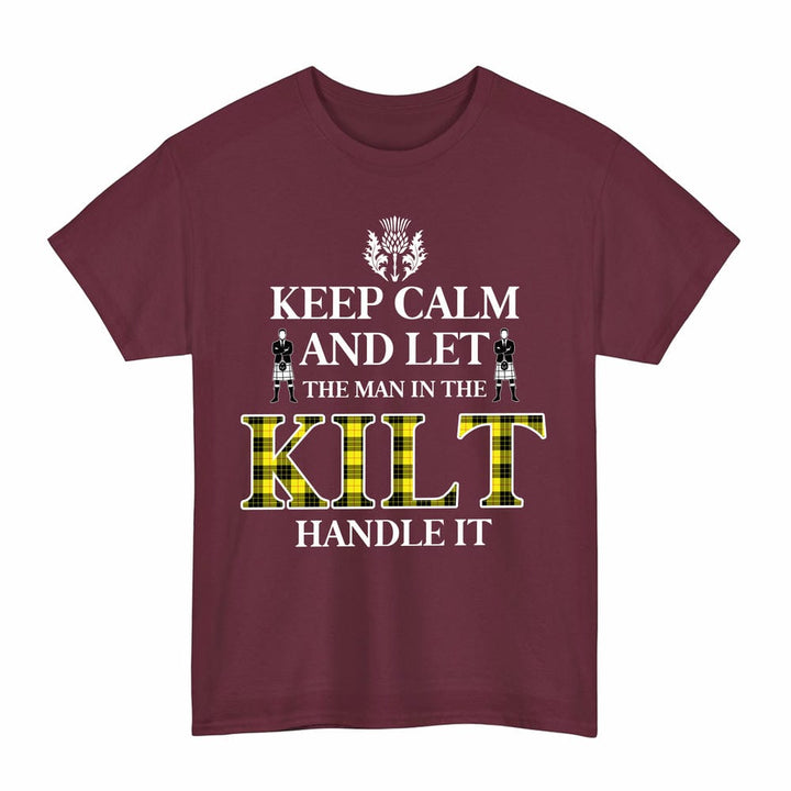 Scottish MacLeod of Lewis Modern Clan Tartan T-Shirt - Keep Calm Tartan Plaid Maroon Color