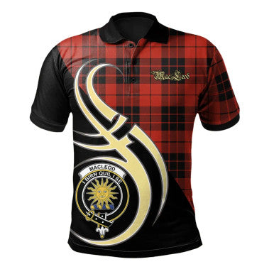 Scottish MacLeod of Raasay Clan Crest Tartan Polo Shirt Believe in Me Front Side Tartan Plaid