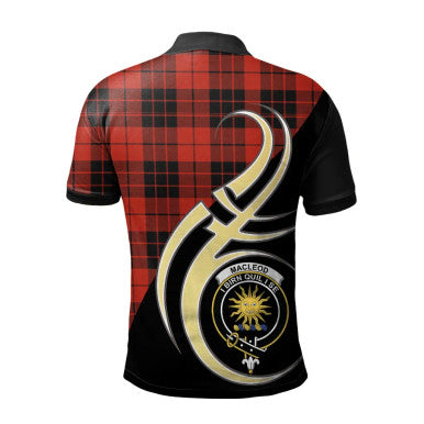 Scottish MacLeod of Raasay Clan Crest Tartan Polo Shirt Believe in Me Back Side Tartan Plaid