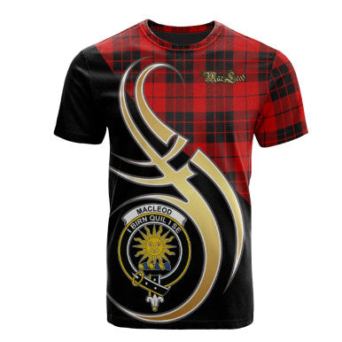 Scottish MacLeod of Raasay Clan Crest Tartan T-Shirt Believe in Me Front Side Tartan Plaid