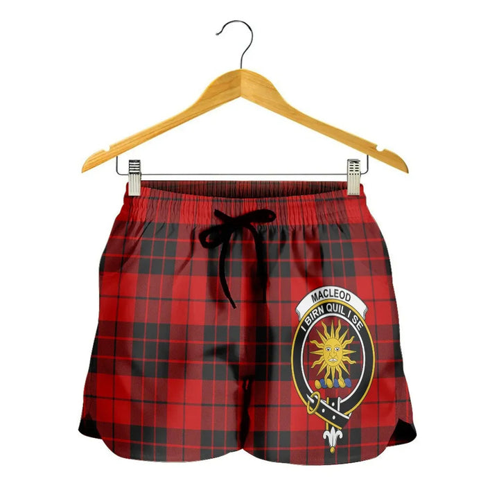 Scottish MacLeod of Raasay Clan Crest Tartan Women Shorts