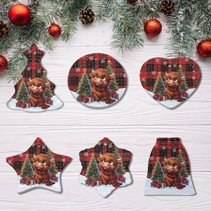 Scottish MacLeod of Raasay Clan Tartan Ceramic Ornament Cute Highland Cow Christmas All Style Tartan Plaid