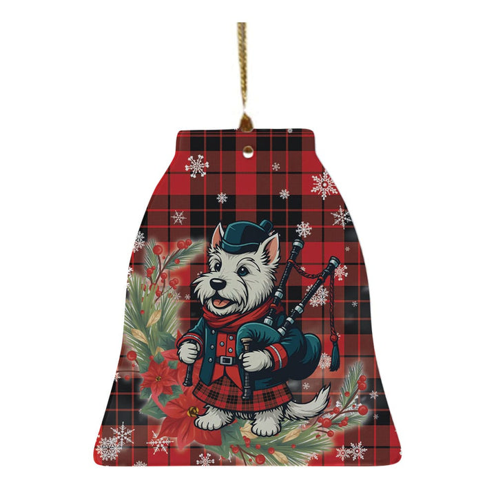 Scottish MacLeod of Raasay Clan Tartan Ceramic Ornament Cute Scottish Terrier Dog Bell Style Tartan Plaid