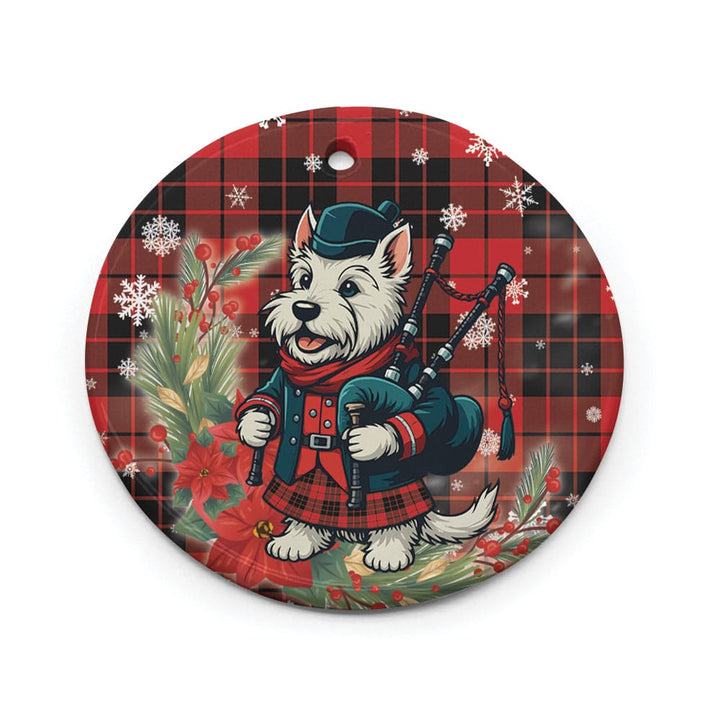 Scottish MacLeod of Raasay Clan Tartan Ceramic Ornament Cute Scottish Terrier Dog Circle Style Tartan Plaid