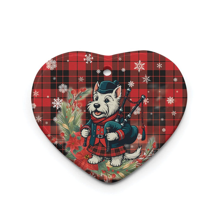 Scottish MacLeod of Raasay Clan Tartan Ceramic Ornament Cute Scottish Terrier Dog Heart Style Tartan Plaid