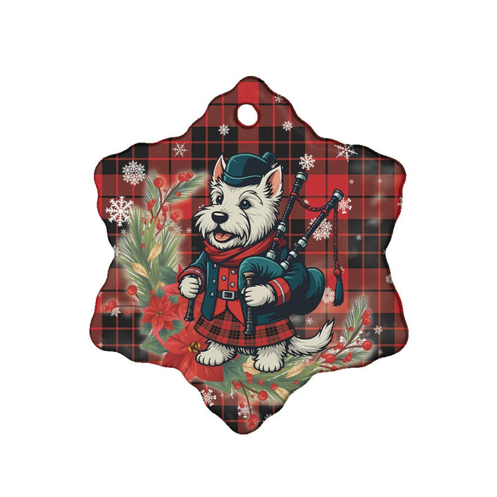 Scottish MacLeod of Raasay Clan Tartan Ceramic Ornament Cute Scottish Terrier Dog Snow Flake Style Tartan Plaid