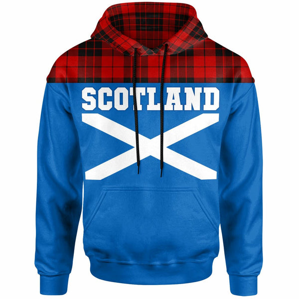 Scottish MacLeod of Raasay Clan Tartan Hoodie - Lion Rampant of Scotland With Flag Front Side Tartan Plaid