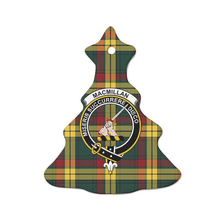 Scottish MacMillan Clan Crest Tartan Ceramic Ornament Tree Shape Tartan Plaid